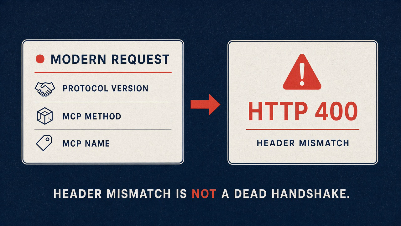 Modern request headers to HTTP 400 — header mismatch is not a dead handshake